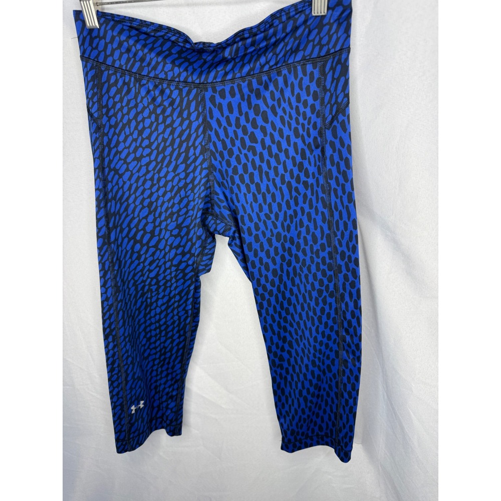 Under Armour HeatGear Leggings Womens Blue Black‎ Dot Print Cropped Pants